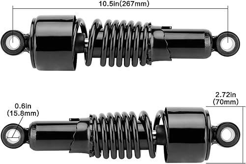 Miniatura 6 de VG MOTO Amortiguadores traseros para motocicleta de 10.5 pulgadas10.512 in, kit de suspensión trasera negra, repuesto para Harley Sportster Iron XL