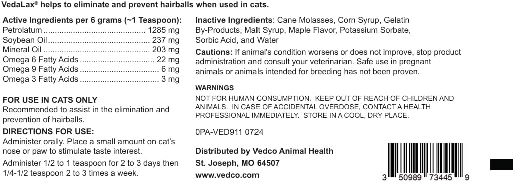 Vedalax Oral Gel 2.50oz Maple