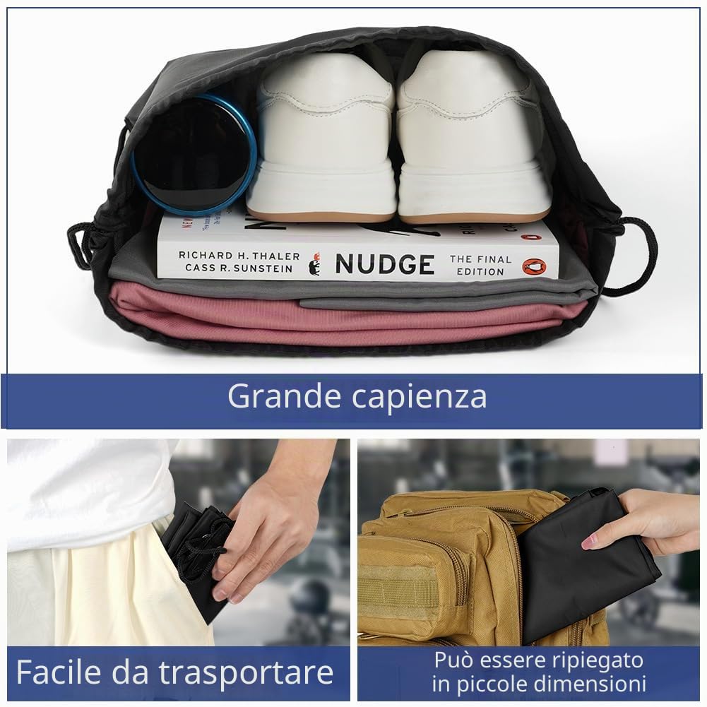 flintronic Palestra Borsa da Spiaggia, Sportiva Gym Sack, Borsa da Nuoto Impermeabile Sacca, PE Borse con Coulisse, Zaino a Corda per Sport, Spiaggia, Viaggi, Vacanze - Unisex