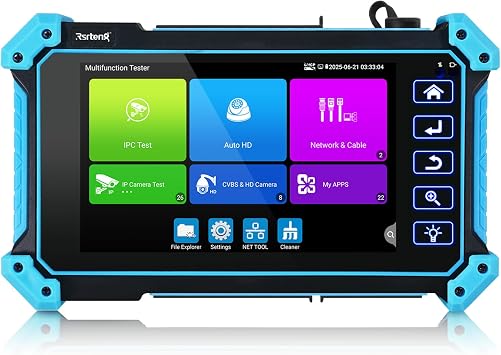 Rsrteng 8K 32MP 4K 12MP IP Camera Tester, IPC-5100 Plus 8MP AHD CVI TVI CVBS 4K HD Display Video Monitor 5.4 inch IPS Touch Screen IPC Tester Support POE PTZ W-i-F-i RS485 HD & VGA Input DC12V Output