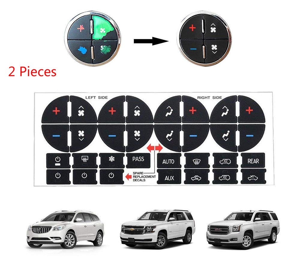 Usudu 2X AC Air Condition Dash Repair Kit Button Replacement Stickers Fix Faded A/C Controls Stickers Auto Button Compatible For GM Tahoe,Suburban,Avalanche,Silverado,Yukon,Denali,Acadia,Sierr(31Keys)