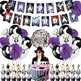 zldkev 100Pcs Jackson Birthday Decorations,Music Star Singer Theme Party Supplies Include Happy Birthday Banner, Balloons,Cake Toppers and Cupcake Toppers for Fans Party Decor Gifts