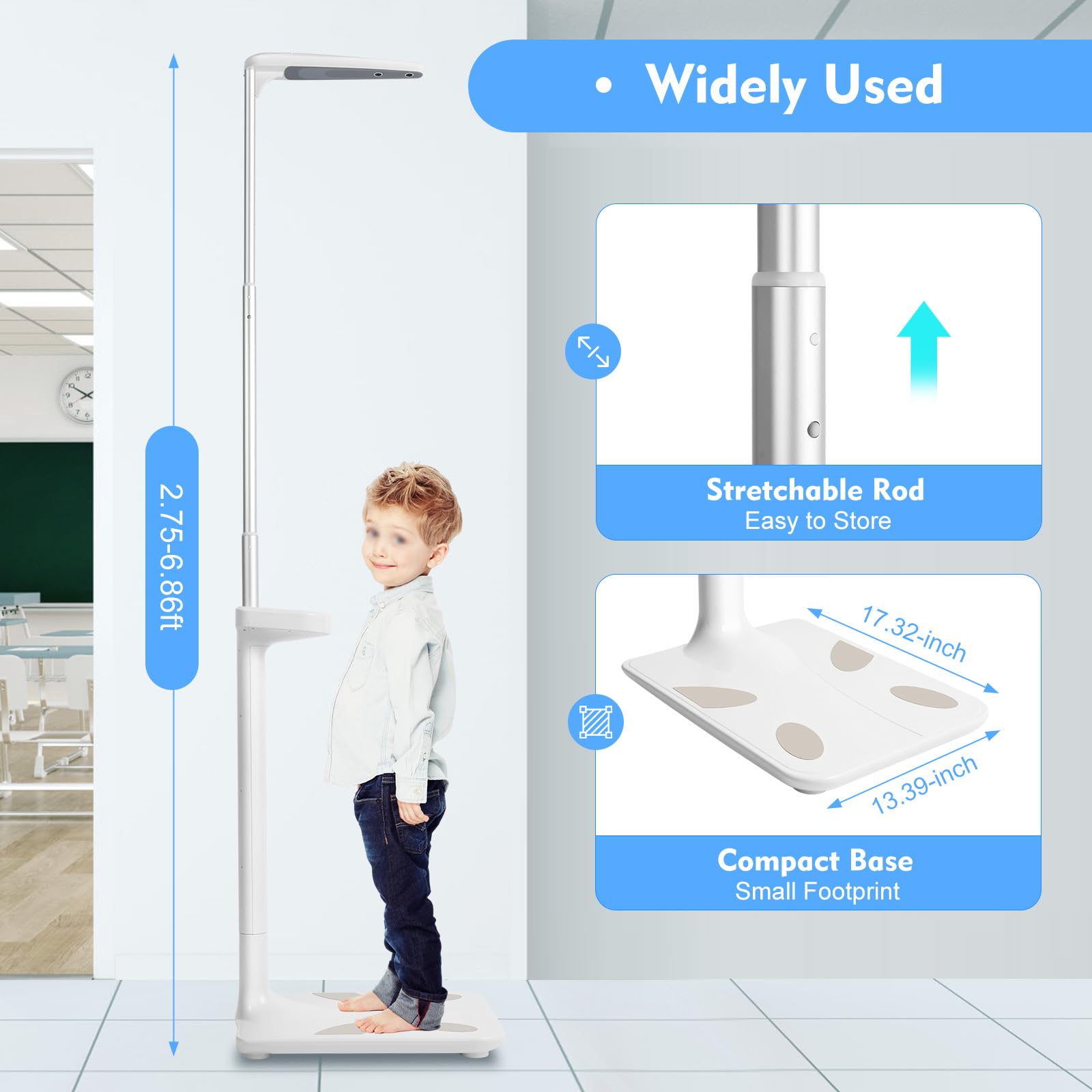 Bilancia digitale professionale per medici, 199,6 kg, multifunzione per medici e medici, bilancia ad ultrasuoni, per grasso, acqua, muscoli, ossa, calorie, BMI, display LCD