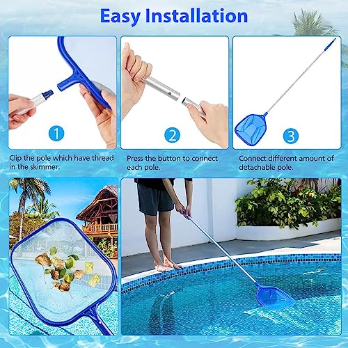 Image of PROBEROS Swimming Pool Cleaning Net, 1.6m Long Handle for Large Leaf Debris