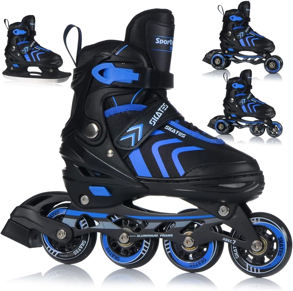 Inliner Skates 4in1 Rollschuhe Inlineskates Schlittschuhe Verstellbar...
