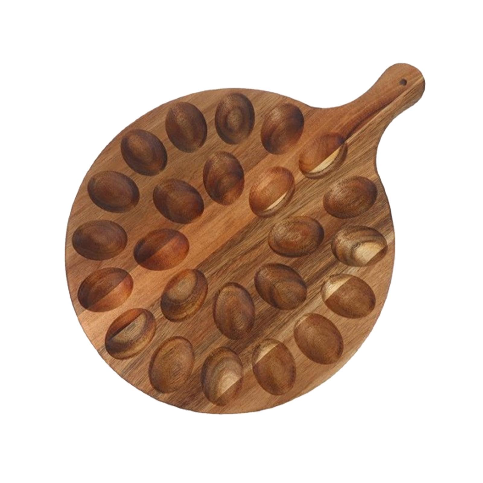 Huakaile Vassoio Per Uova Ripiene 2-in-1 In Legno Di Pino – 24 Fori, Rovesciabile Come Tagliere, Con Maniglia - 3