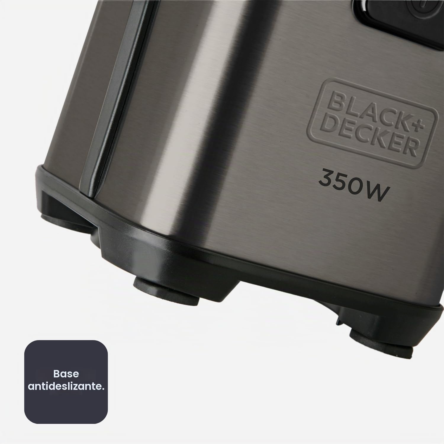 BLACK+DECKER - Mini batidora portátil BXJBA350E | 350W | Smoothies y batidos | 2 botellas de 600 ml sin BPA | Tapa hermética | 4 cuchillas de acero inox | Ligera | Acabado negro e inox anti-huellas