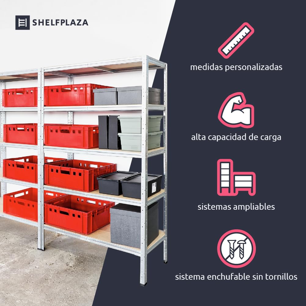 shelfplaza Home 180x70x40 cm Estantería Pesada en galvanizada con 5 baldas y 175 kg de Capacidad de Carga por balda