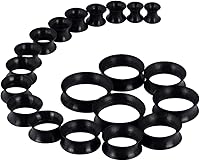 Oyaface 20PCS Silicone Ear Tunnels Plugs Set - 2G-1" Flexible Stretching Gauges for Earlobe Expansion, Black/Glow/Purple Colors