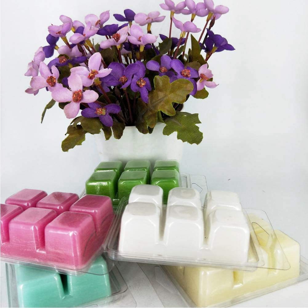 100 confezioni di stampi quadrati per a conchiglia, 6 cavità, in plastica trasparente, per realizzare candele e sapone
