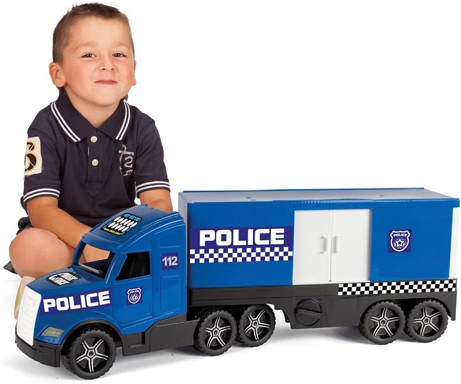 Wader 36200 Magic Truck Police Emergency Vehicle with Side Door, from 3 Years, Approx. 79 cm, Blue
