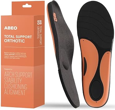 ABEO Total Support Metatarsal Insoles for Plantar Fasciitis & Metatarsalgia - Orthotic Inserts for Women - Black 5 Medium