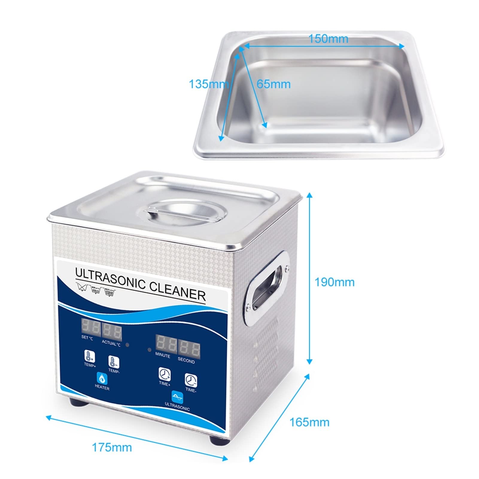 Dispositivo per la Pulizia ad ultrasuoni Cleaner di Monete ad ultrasuoni 1. 3L 120w Macchina for la Pulizia a for Gioielli for Rame Romane Commemorative