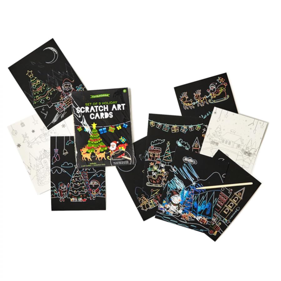 Cupcakes & Cartwheels Christmas Design Scratch Art Cards - 9 pc Arts & Crafts for Ages 5 to 9