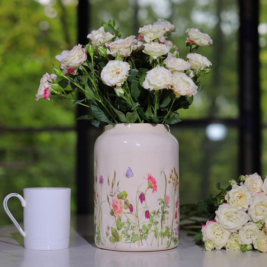 Vaso Vaso cinese in ceramica dipinta a mano, tavolino da salotto, tavolo da pranzo, mobile TV, arte leggera di lusso Vaso In Ceramica