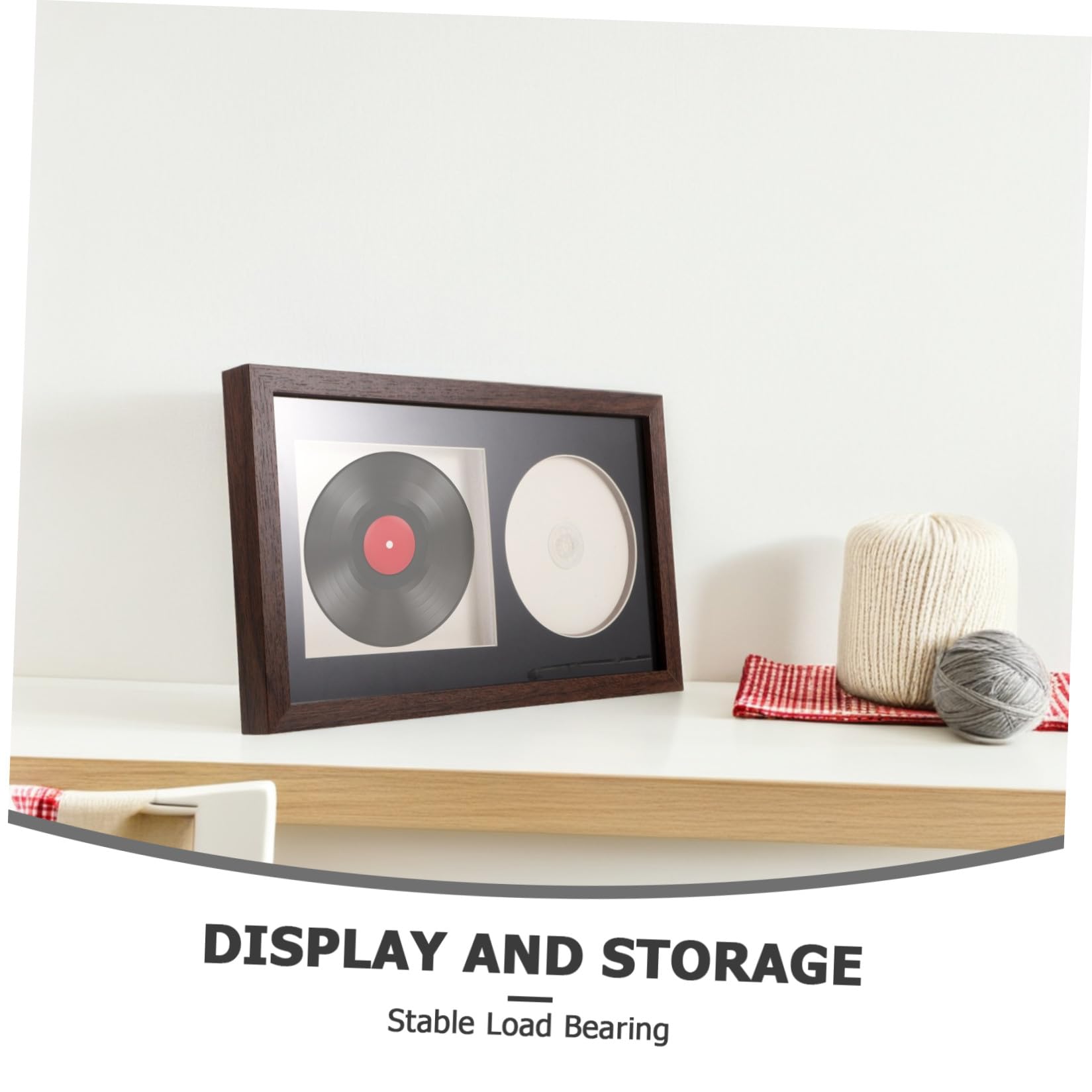 HOMSFOU Cornice per Esposizione Album Musicali e Vinili in Legno Design Cava 3d, Supporto Flessibile per CD e Dischi da Parete o Angolo Musicale