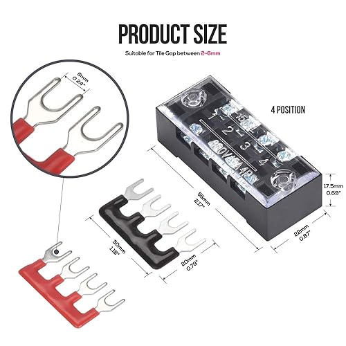Vista 11 de 6 juegos de bloques de terminales, 6 piezas de 4/5/6 posiciones 600 V 15 A bloque de terminales de tornillo de doble fila + 6 tiras de barrera