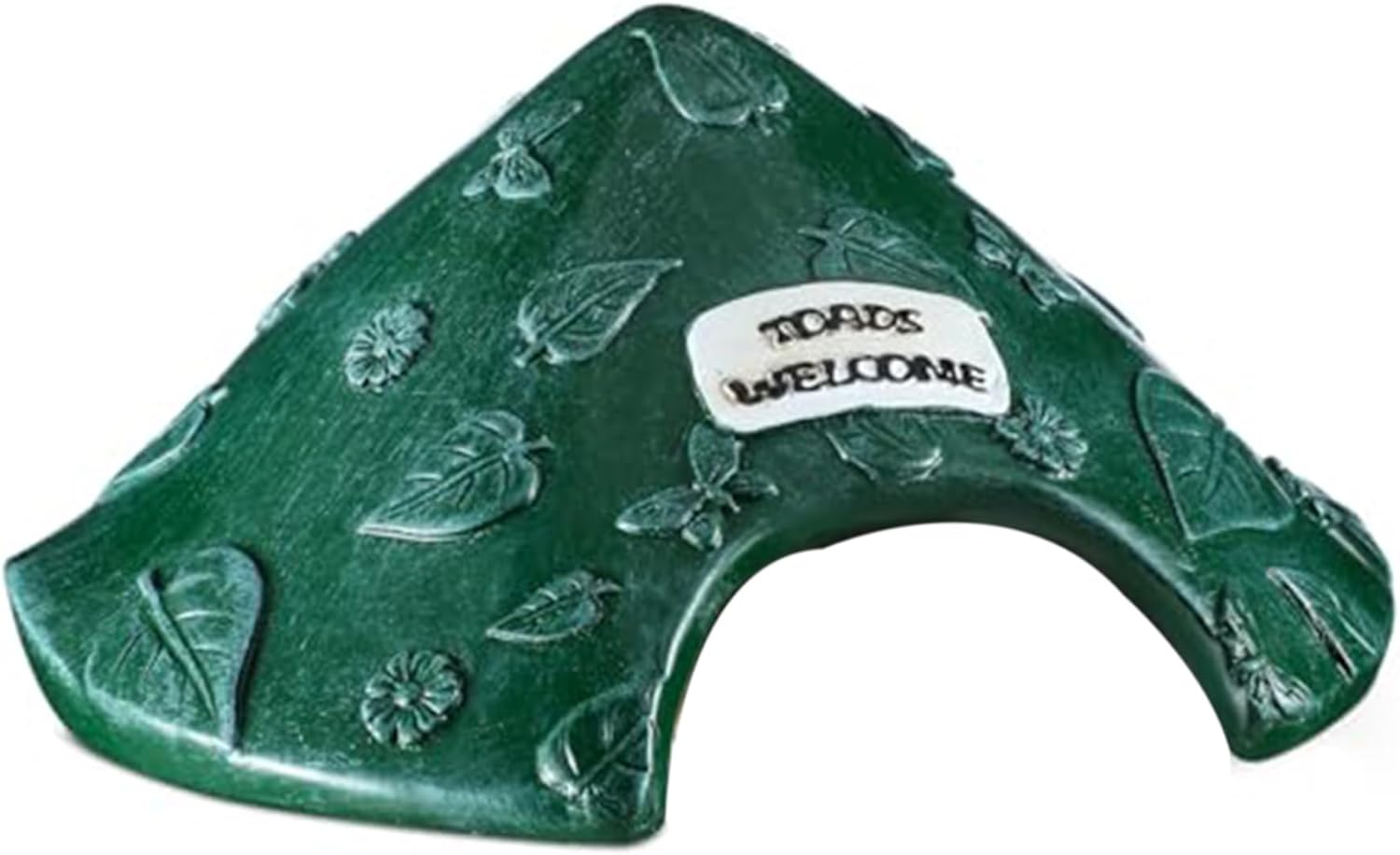 Frog House,Toad House 8x4in Leaf Pattern Frog House Resin Protective Toad Habitat with Welcome Sign Cute Toad House for Outside Garden, Zoo, Aquarium, Green