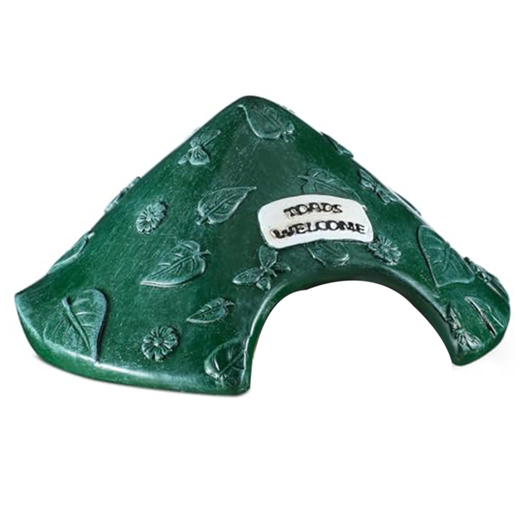 Frog House,Toad House 8x4in Leaf Pattern Frog House Resin Protective Toad Habitat with Welcome Sign Cute Toad House for Outside Garden, Zoo, Aquarium, Green