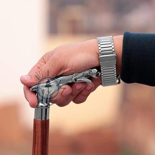 Miniatura 6 de Nagina International - Bastones cromados de lujo prémium  Bastón hecho a mano de palisandro con barras decorativas cromadas de latón macizo,