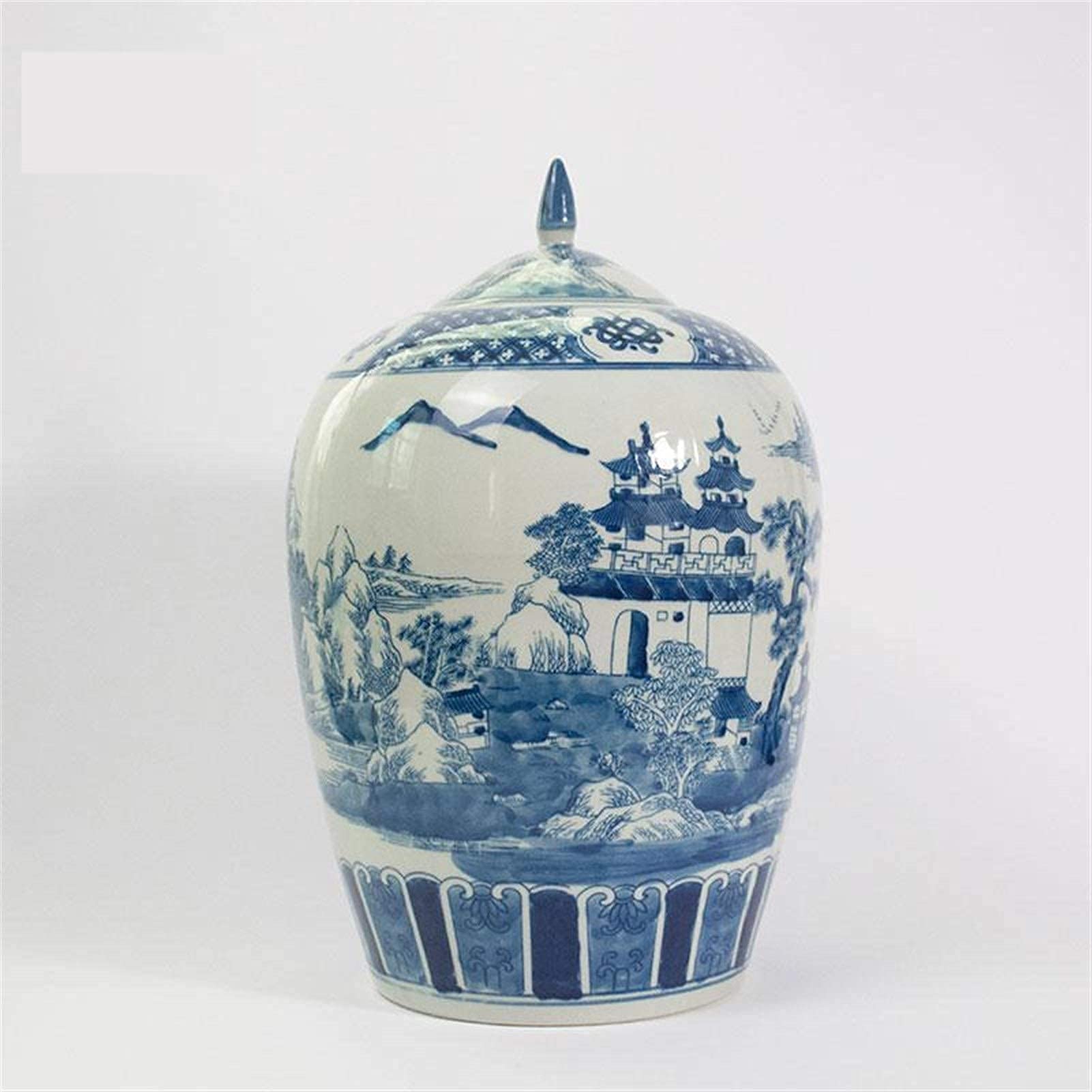 asdchZen Gourd Jar Blue And White Porcelain Antidecoration Vase Jar