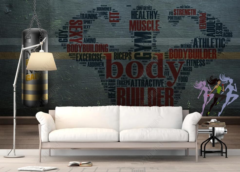 Papier peint intissé fitness club poster géant mural pour salon et restaurant 450x315 cm