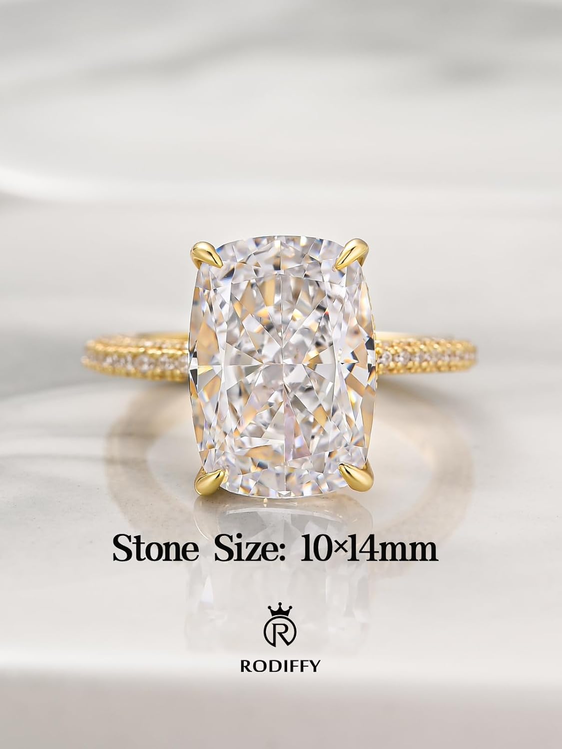 4CT/7CT Elongated Cushion Cut Engagement Ring for Women, S925 Silver 5A Grade Cubic Zirconia Promise Rings - Image 2