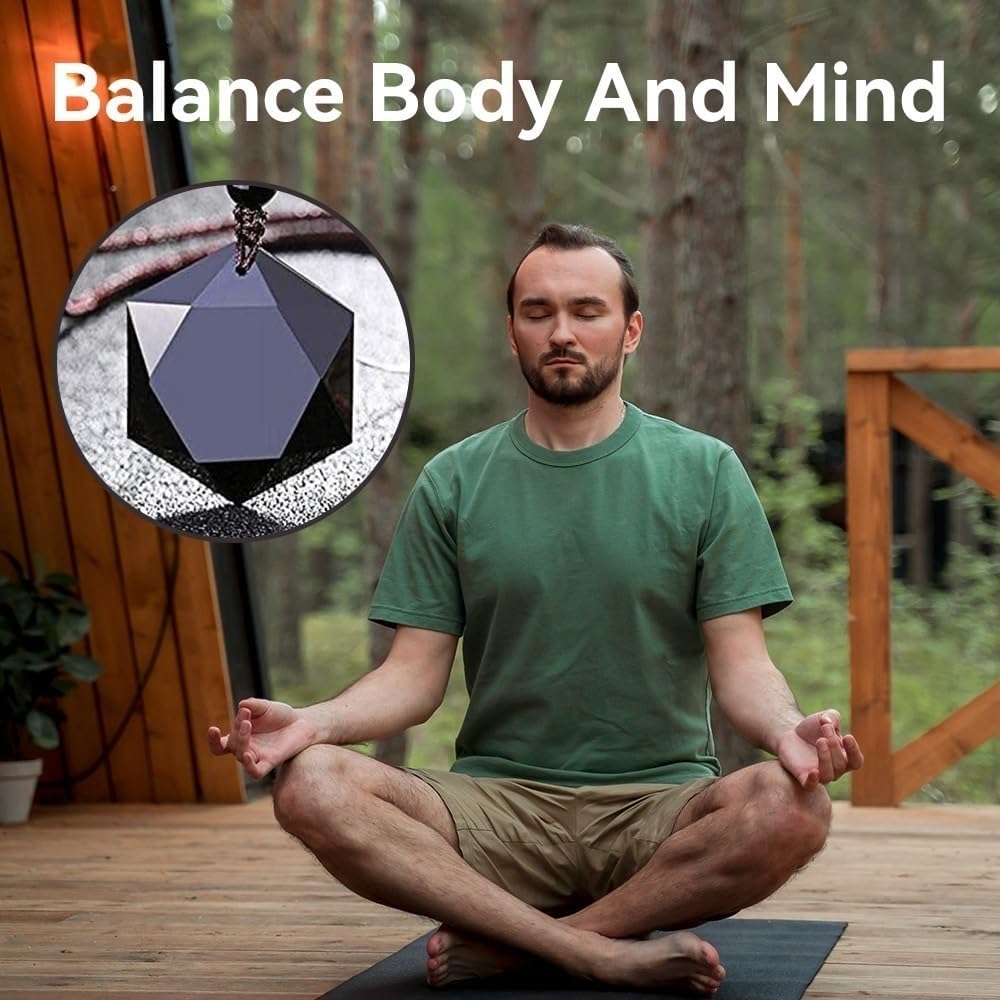 Orgonite Pendant Black Obsidian Amulet,Star of David Hexagram,Crystal Pendant Necklace for Men Women(Adjustable Chain) - Image 2