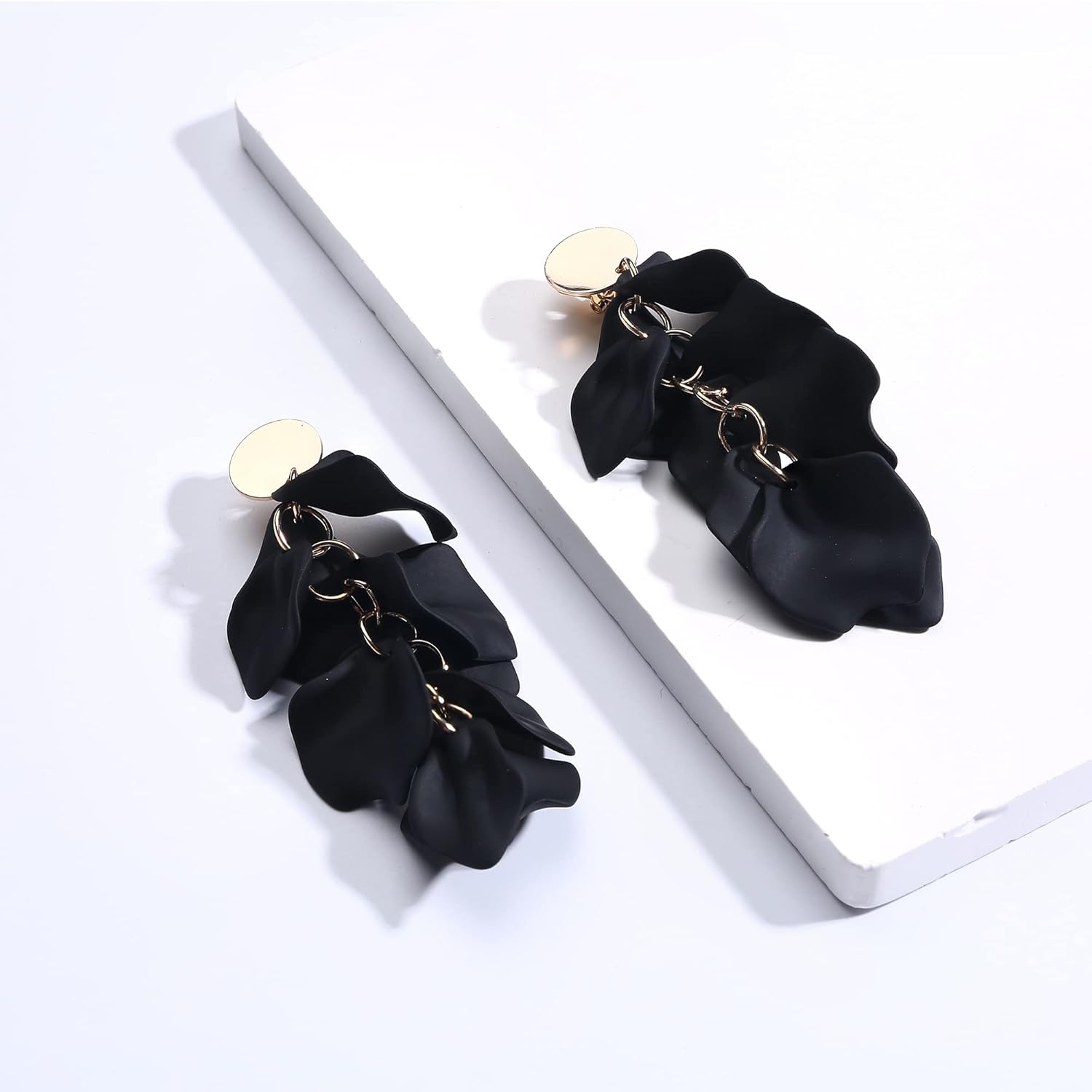 THUNARAZ Acrylic Clip on Earrings for Women Long Rose Petal Earrings Dangle Exaggerated Flower Earrings Drop Statement Floral Tassel Earring - Image 7