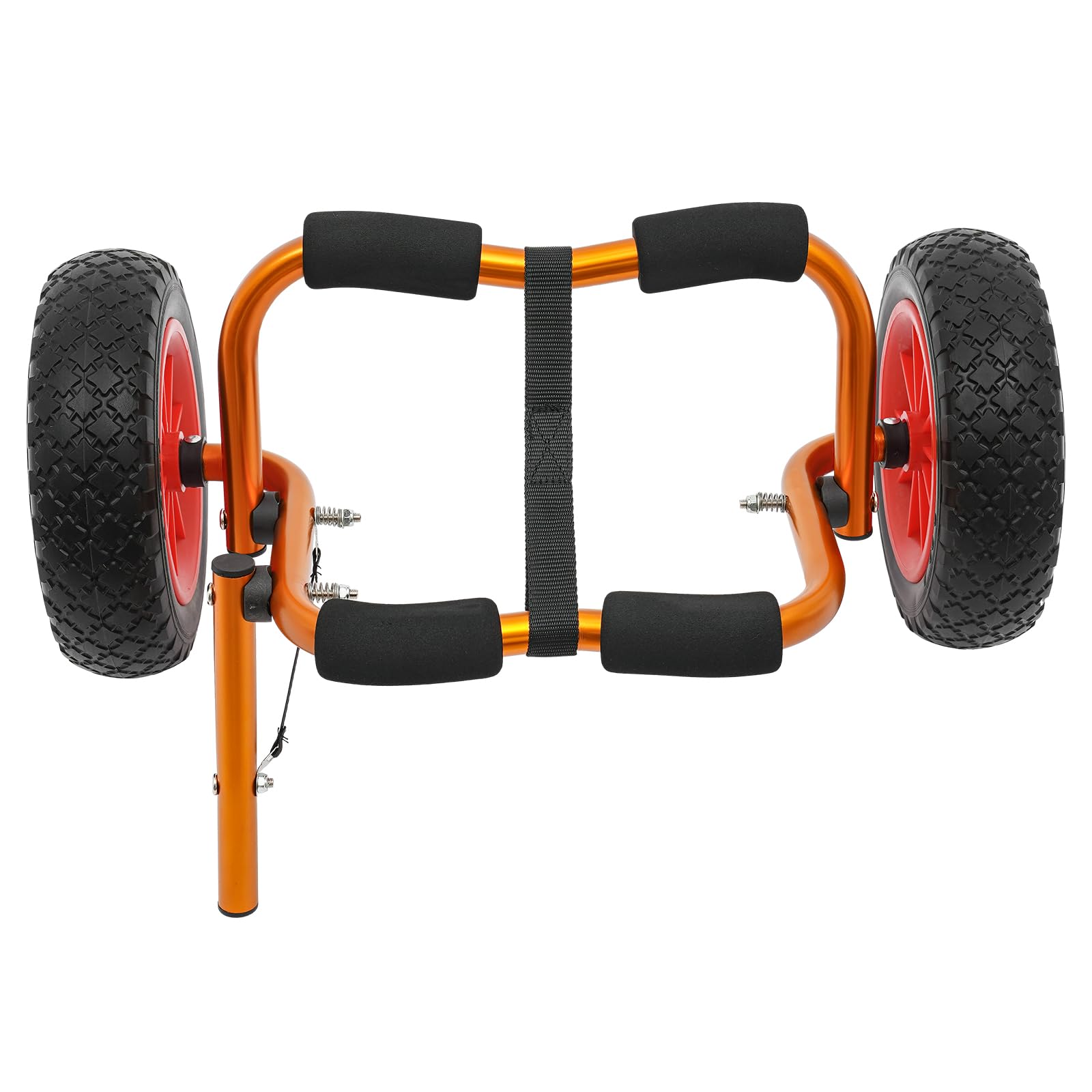 Carro plegable de aluminio: carga de 80 kg, carro de transporte para canoas y kayaks, con neumáticos de goma maciza, acolchado y correa larga para fijación