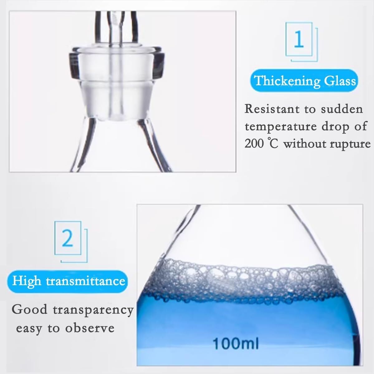 Botella de Densidad Específica Picnómetro - 100ml para Medir Densidad Líquida en Laboratorio, Vidrio Borosilicato 3.3(250ML)