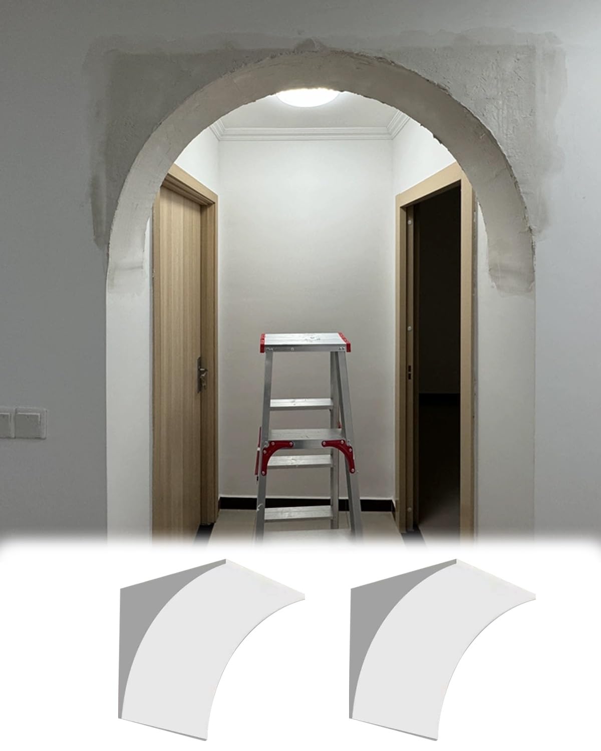 Premade Curved Doorway Arch Kit for Hallway, Drywall Doorway Arch Molding Decoration Balcony Corner, Flushed Room Door Frame Trim(23x40x40cm/9x15.7x15.7")