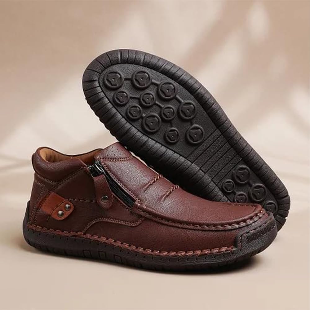 Driving Boots Men, Men’s Handmade Premium Leather Slip-On Driving Boots Travel & Outdoor