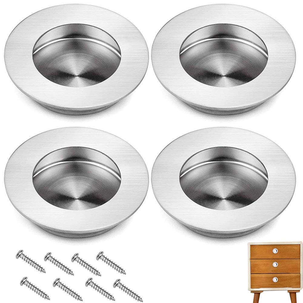 6 Maniglie Da Incasso Tonde Per Mobili - Nero, Acciaio Inox, Per Cassetti, Armadi, Porte Scorrevoli - Foto 3