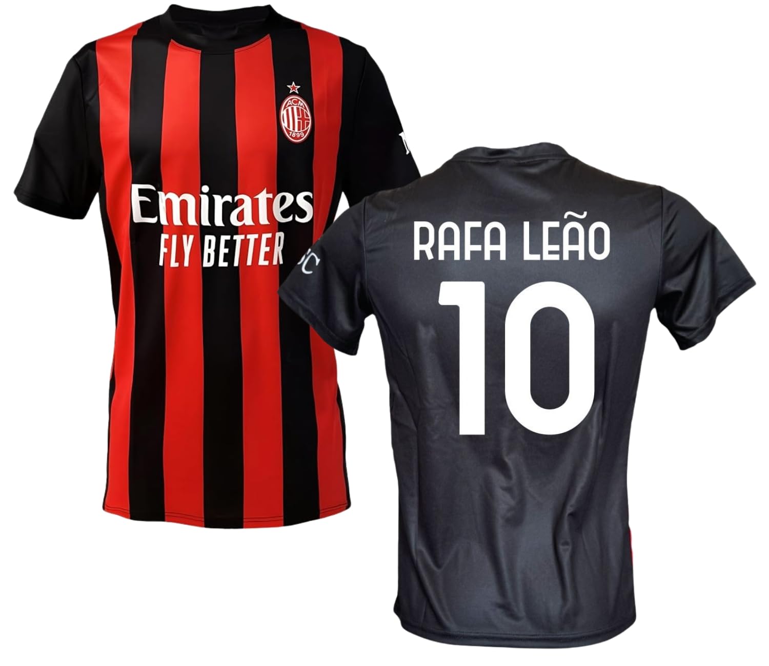 Acm 1899 Unisex Black Milan Rafa Leao 10 Official Licensed Replica Shirt 2025-2026 Child (Size 4 6 8 10 12) Adult (S M L Xl Xxl), L