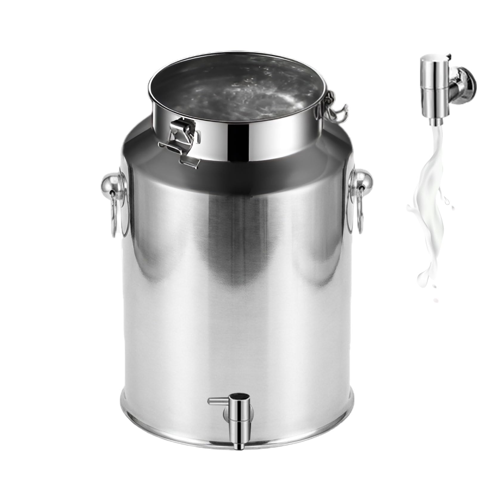 Milchkrug Milchkanne Aus Edelstahl Mit Auslasshahn, Getränkespender Milcheimer Luftdichter Vorratsbehälter Für Milch, Öl Und Wein,5L