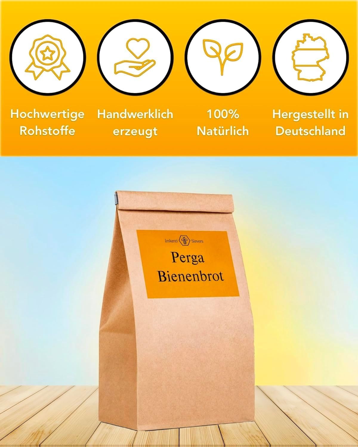 Pan de abeja del Norte Perga 250 g – Producto natural de la casa Imkerei Sievers – Perga polen de abeja – rico en proteínas vitaminas, minerales, pan de abeja para comer – polen de flores