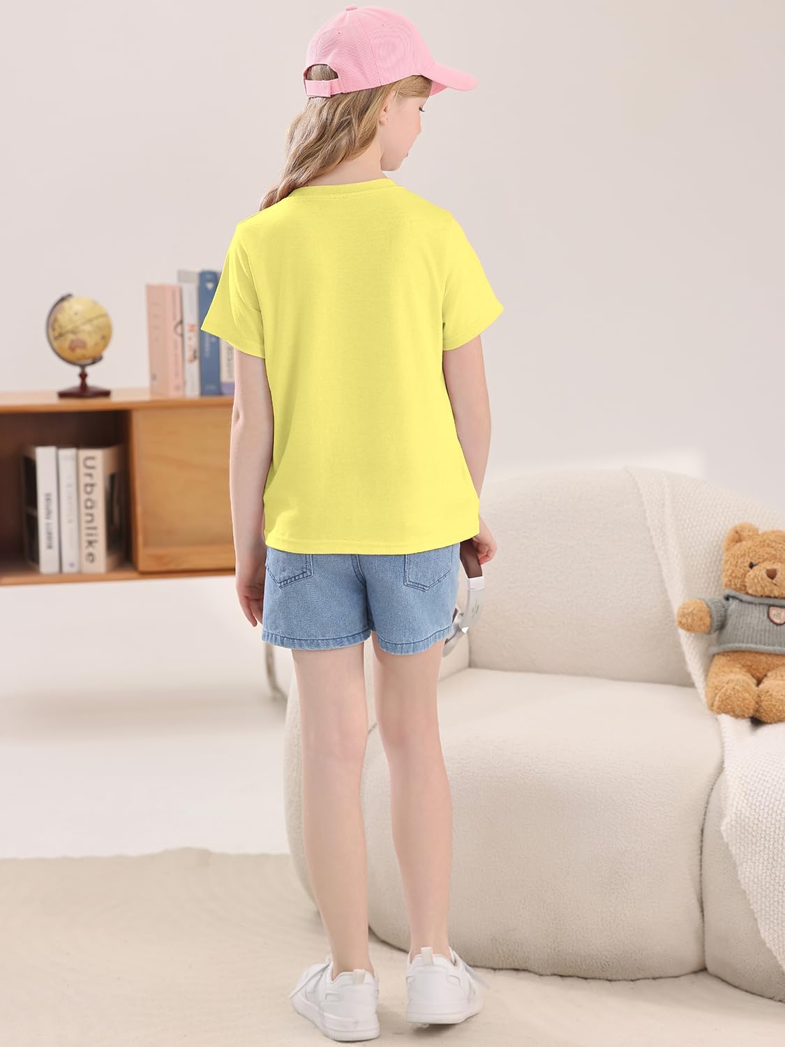 Girls Summer Short Sleeve T Shirts Kids Basic Tees Crewneck Tops 5-14 Years