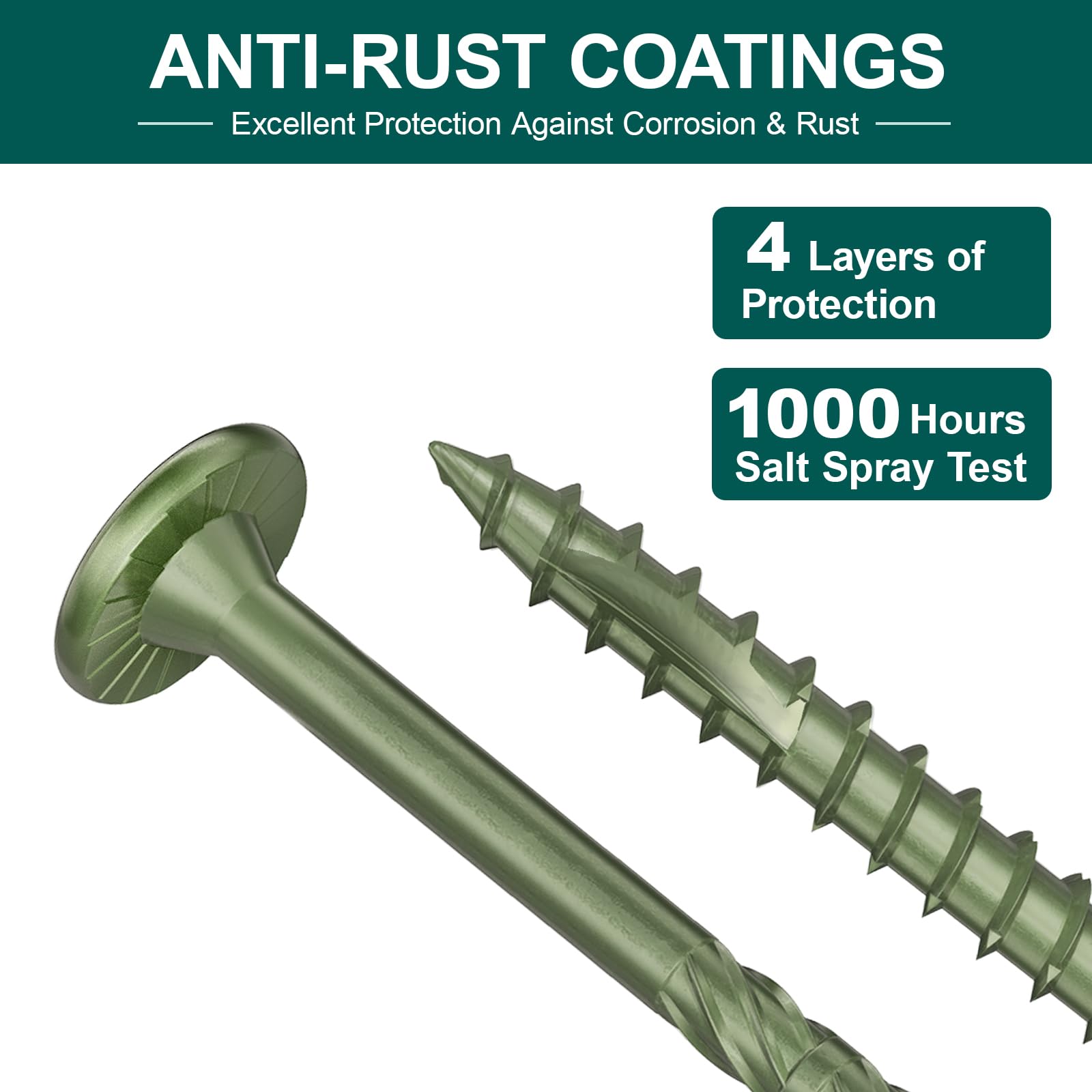 Tornillos resistentes de 6 pulgadas para exteriores, 250 tornillos de madera Star Drive, tornillos de madera resistentes a la corrosión para madera/troncos/madera de paisajismo (#14 x 6 verde)