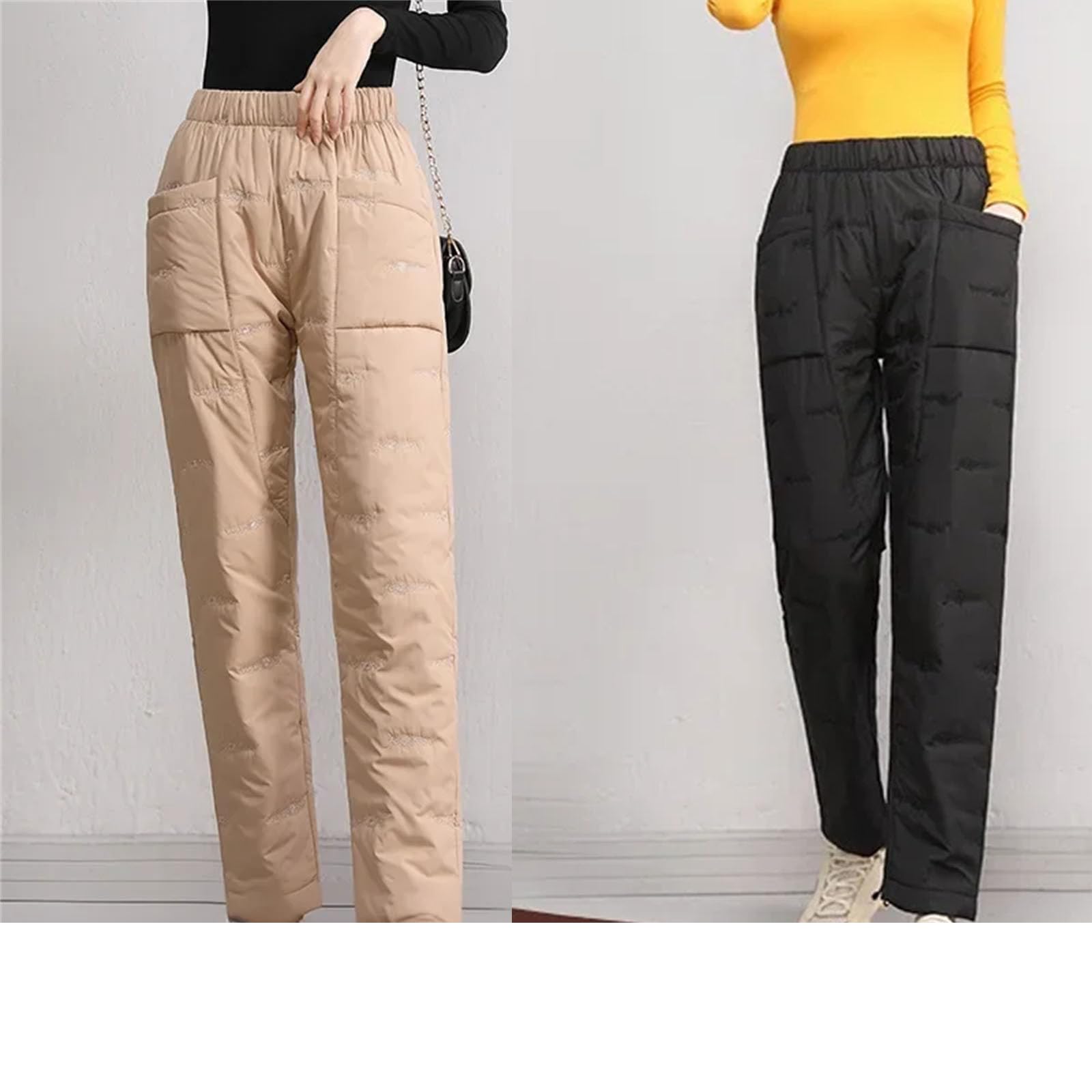 Pantalones ligeros de algodón acolchado para mujer, pantalones de pierna recta para invierno, pantalones holgados, adelgazantes y cálidos