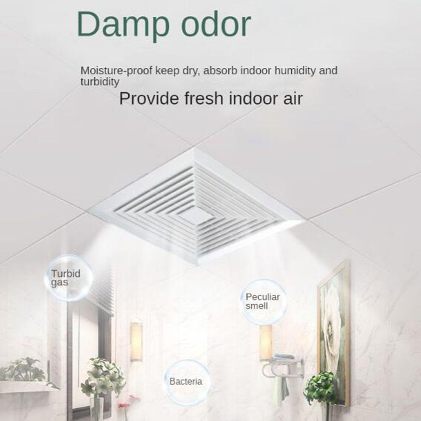 Extracteur d'air Salle De Bain,Extracteur Air Chaud avec Clapet Anti-Retour,Panneau Ignifuge ABS,Ventilateur Extracteur Plafond Et Montage Mural,pour WC, Cuisine,Cave,Imperméable,10 inch