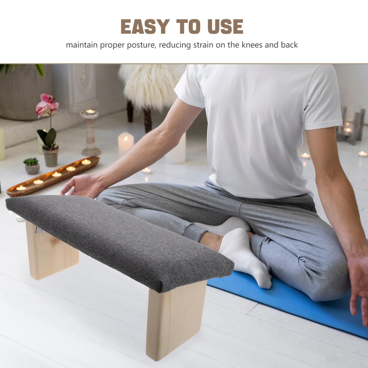 Banc de Pliable en Bois, Tabouret à Genoux, Chaise de prière, Banc pour Yoga, Salle de, Voyage, Accessoires de Yoga