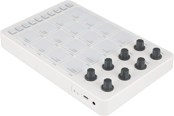 SMC PAD Bluetooth MIDI Controller Portable USB MIDI Drum Pad Controller with 16 RGB Backlit Pads 8 Assignable Knobs Note Repeat Full Level Key for Music Producers Songwriters