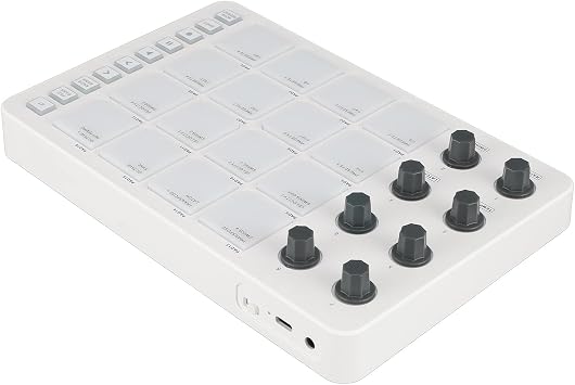 SMC PAD Bluetooth MIDI Controller Portable USB MIDI Drum Pad Controller with 16 RGB Backlit Pads 8 Assignable Knobs Note Repeat Full Level Key for Music Producers Songwriters
