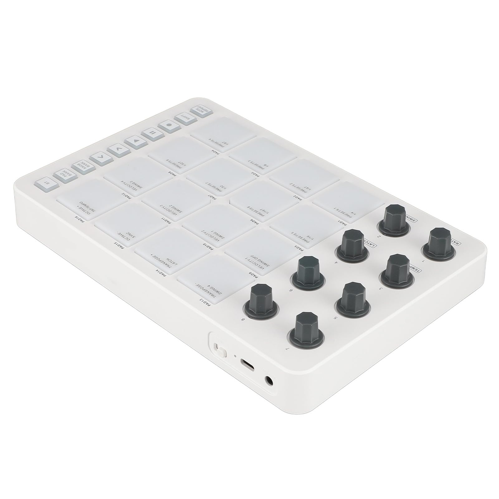 MIDI Drum Pad Controller Tragbarer USB-Controller für Musikproduktionsstudio mit 16 RGB-Pads 8 Knöpfe, für Live, Logic Pro X, OS X und, ABS-Material