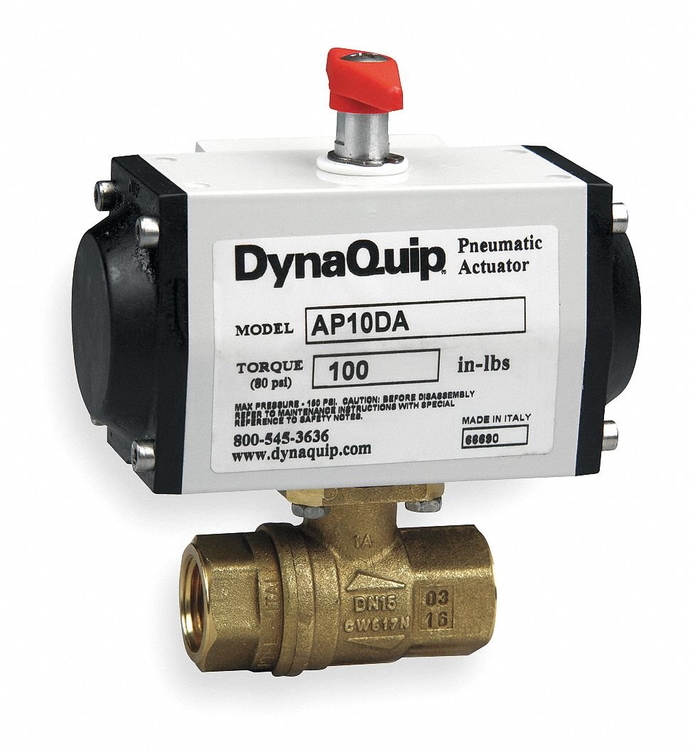 DYNAQUIP Controls 1" Spring Return - Fail Close Pneumatic Actuated Ball Valve, 2-Piece