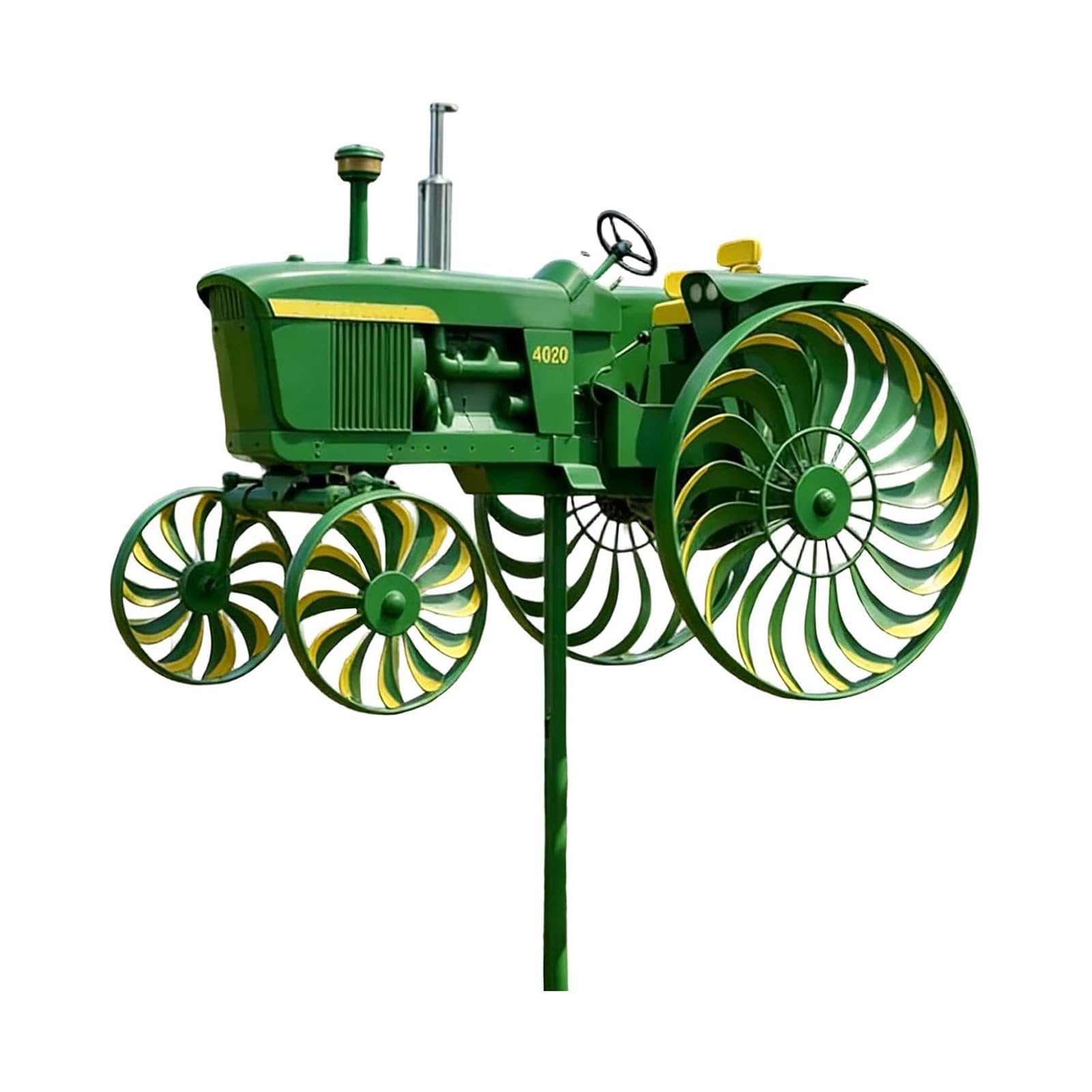 Vintage Tractor Garden Wind Spinner, Unique Metal Wind Powered Rotating Wheel Yard Art, Durable Weather Resistant Decorative Stake, Easy Assembly Lawn Ornament for Farmhouse Patio & Outdoor Decor