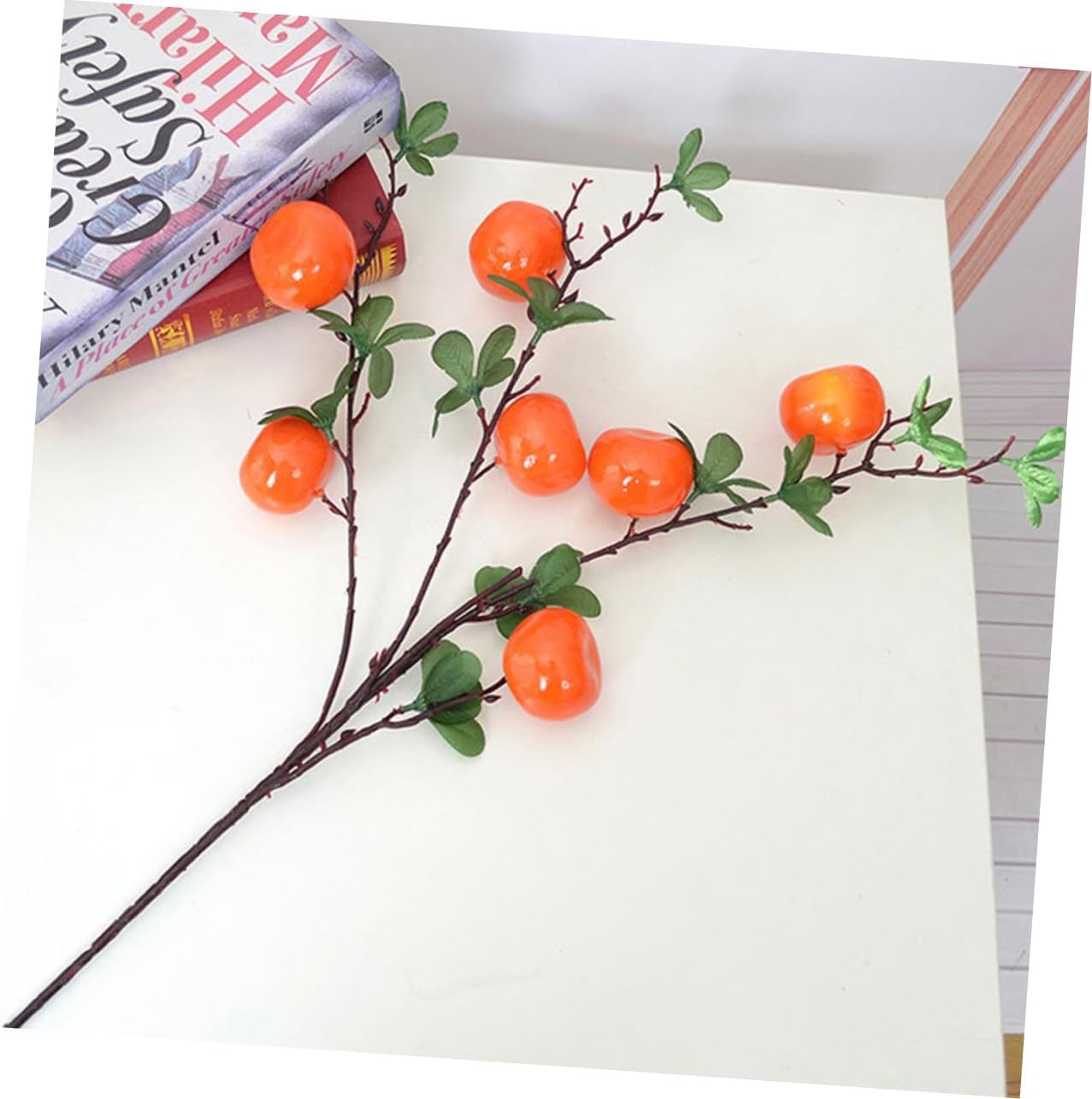 Cabilock Artificial Orange Branch Table Decor Lifelike Faux Fruit Plant for Home Office and Party Decorations for Christmas Thanksgiving and Wedding Centerpieces