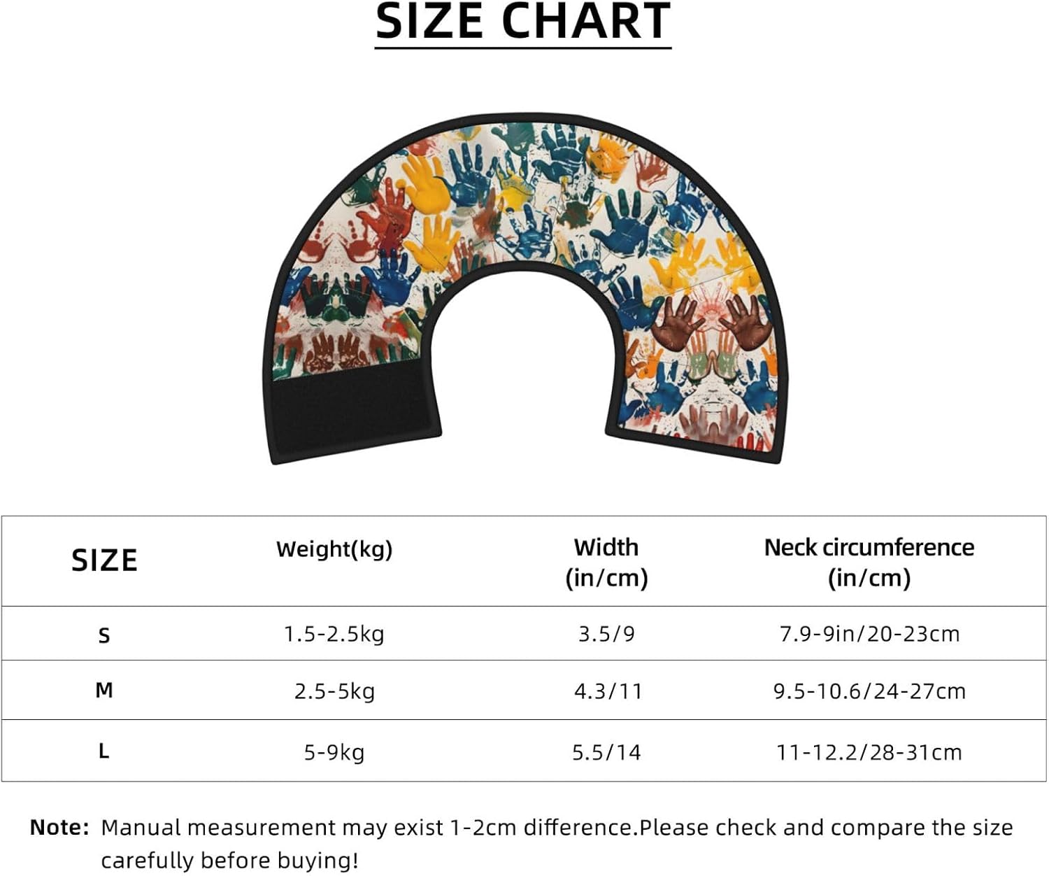 Kids Hand Print Print Cat Cone Collar, Adjustable Elizabethan Collar, Soft Dog Recovery Collars, for Small Large Cats