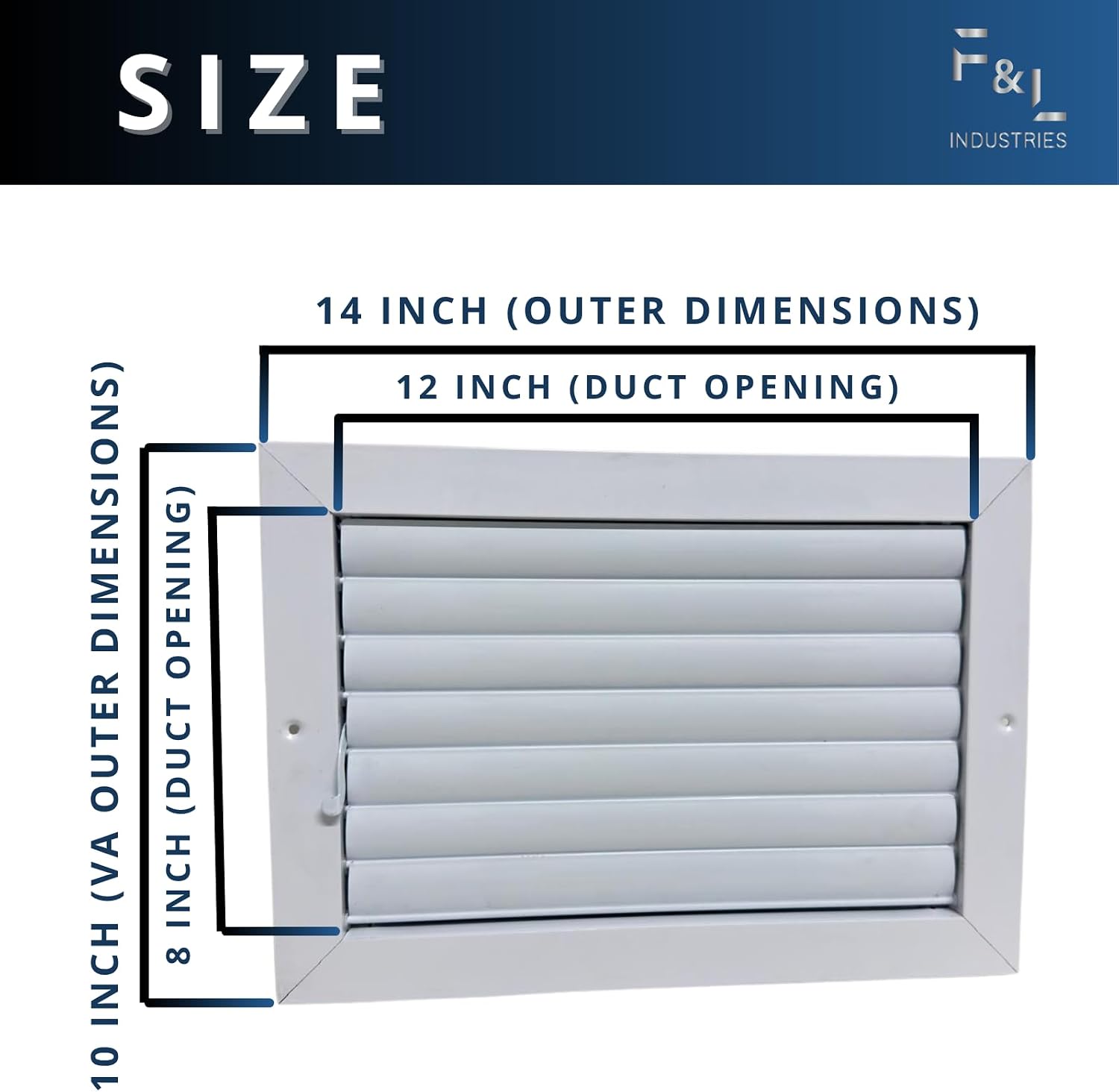 Curved Blade Ceiling Diffuser with Multi-Shutter Damper | Adjustable Airflow Control | Durable Aluminum Design | Easy Installation for HVAC Systems (12"x8" 1-Way Airflow Direction)